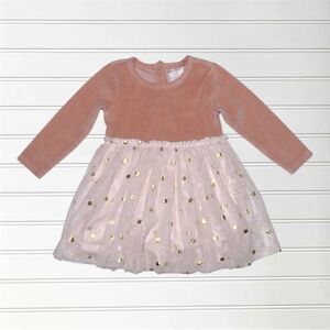 VGUC Metallic Polka Dot Tulle Velour Long Sleeve Dress